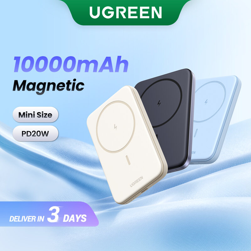 UGREEN 5000mAh/10000mAh PD 20W Powerbank USB Type C Magnetic Wireless Charging Power Bank Portable Charger Compatible for iPhone 16 15 Pro Max iPhone 16 15 Plus Samsung S24 Ultra S23 Pixel Huawei Hono