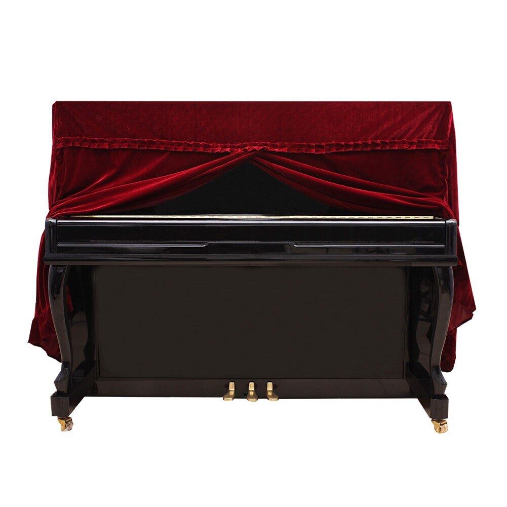 Piano Cover Full Cover Cotton Dust Cover Upright Solid Color Half Open Style Protector Elegant Instruments Accessory Decor