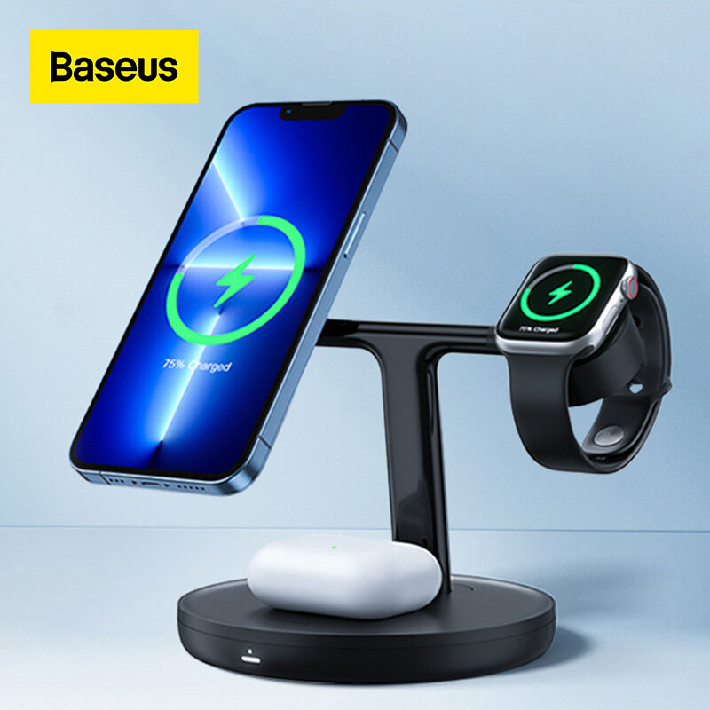 Baseus 3 in 1 20W Magnetic Wireless Chargers Stand For iPhone 12 13 14 Charger Dock Station for Airpods Pro Wireless Charger