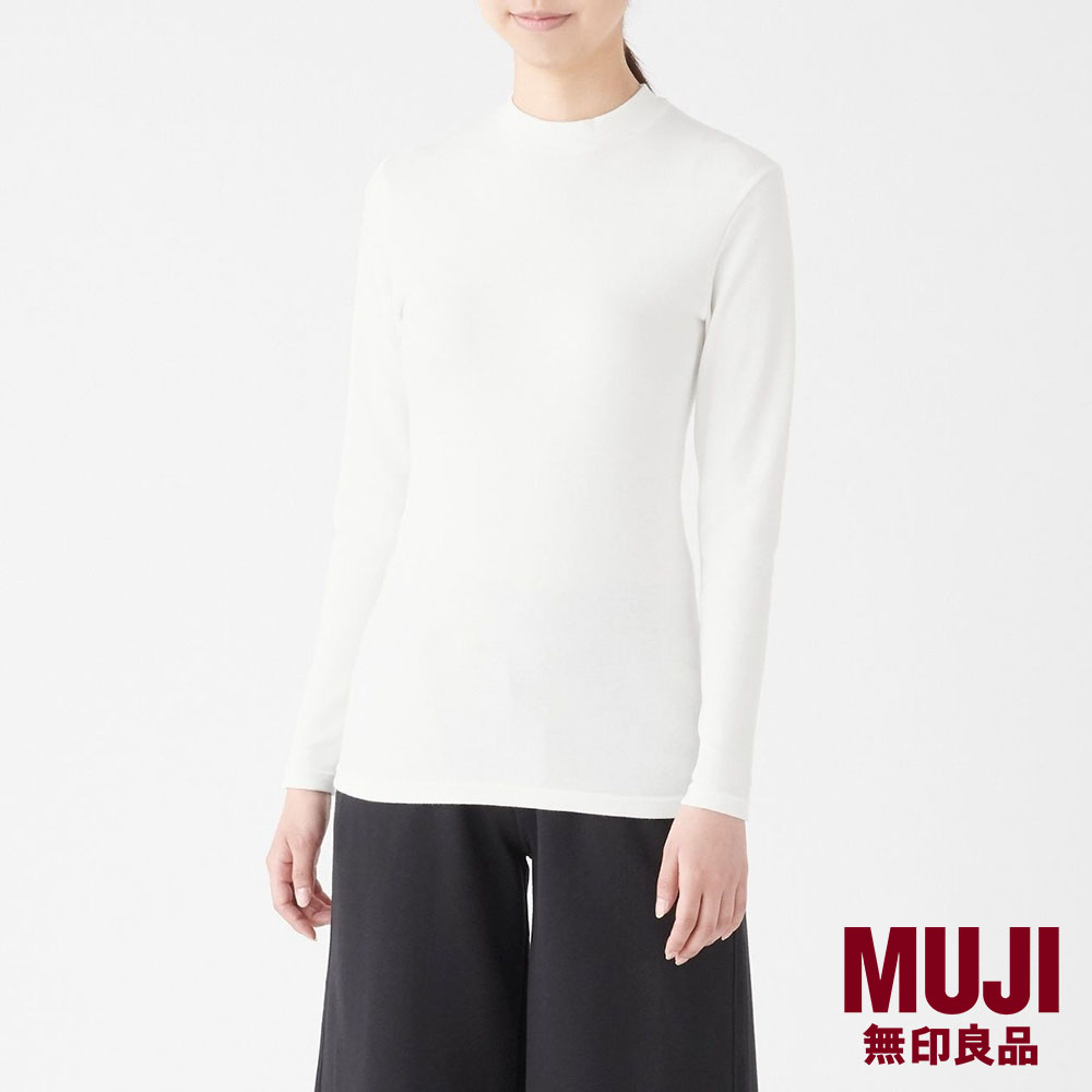 MUJI Ladies Cotton Wool Smooth High Neck Long Sleeve T-Shirts