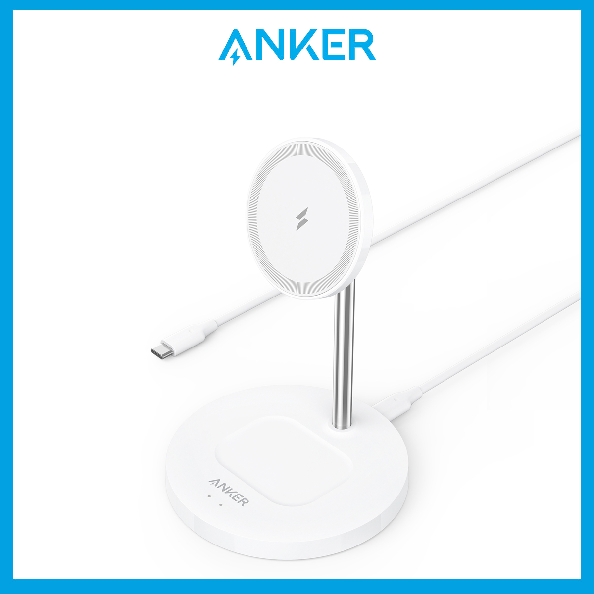 Anker PowerWave Magnetic 2-in-1 Wireless Charging Stand Lite, PowerWave 2-in-1 Magnetic Stand Lite with 5 ft USB-C Cable, Charging Stand Only for iPhone 13/13 Pro /13 Pro Max /13 Mini / 12/12 Pro and 