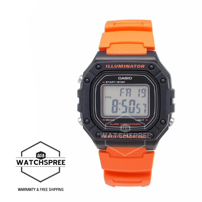 [Watchspree] Casio Standard Digital Orange Resin Band Watch W218H-4B2 W-218H-4B2 [Kids]