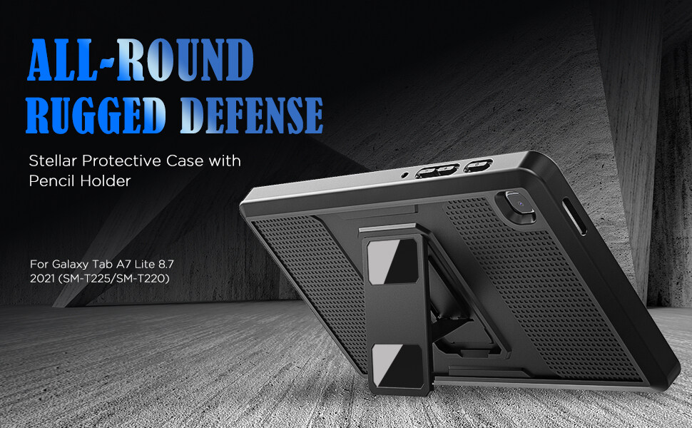 MoKo Case Fit Samsung Galaxy Tab A7 Lite 8.7-Inch 2021 (SM-T225/T220/T227), Shockproof Full Body Rugged Stand Back Cover Built-in Screen Protector Fit Galaxy Tab A7 Lite 8.7" 2021